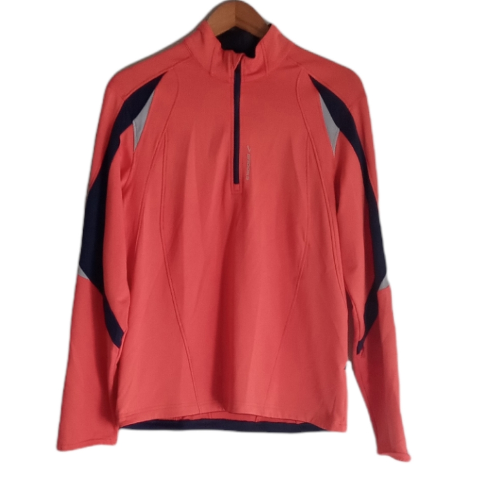 Men’s Brooks  Running Reflective Logo 1/4 Zip Pullover Shirt Orange Size Medium